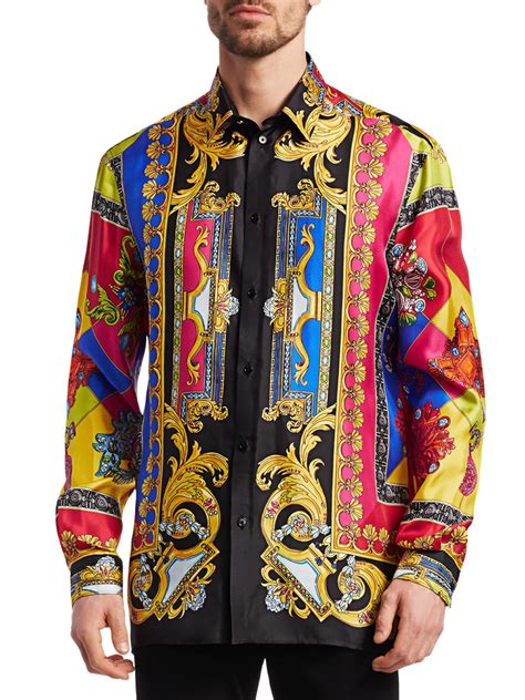 versace collection shirt mens|Versace long sleeve shirt men.